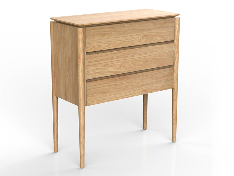 Mueble con 3 cajones de madera Alva natural de roble blanco